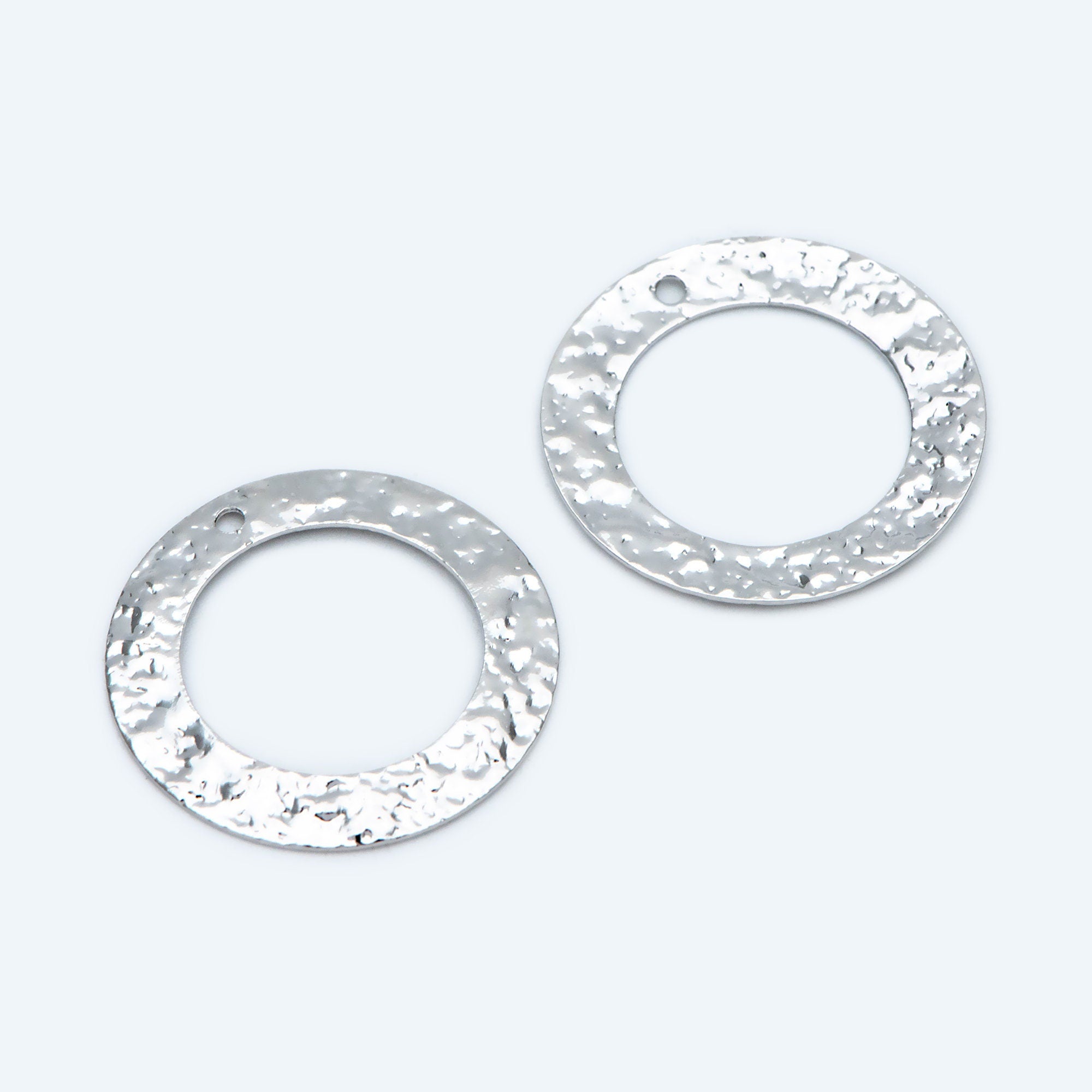 10pcs Gold/ Silver tone Circle Disc Pendant 21mm, Gold/ Rhodium plated Brass Geometric Hammered Charms (GB-1422-G)